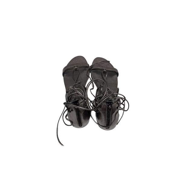 STUART WEITZMAN TIE UP LEATHER LACE UP GLADIATOR SANDALS SILVER 5.5 - Picture 4 of 6